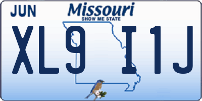 MO license plate XL9I1J