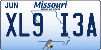 MO license plate XL9I3A