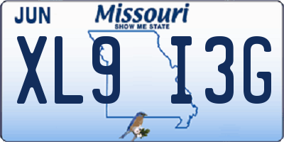 MO license plate XL9I3G