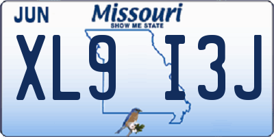 MO license plate XL9I3J