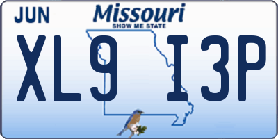 MO license plate XL9I3P