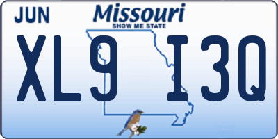 MO license plate XL9I3Q