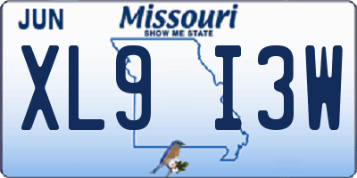 MO license plate XL9I3W