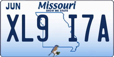 MO license plate XL9I7A