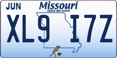 MO license plate XL9I7Z