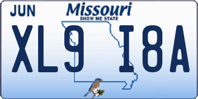 MO license plate XL9I8A