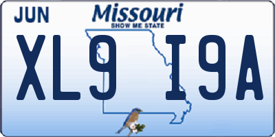 MO license plate XL9I9A