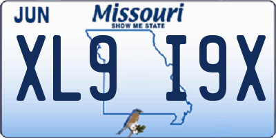 MO license plate XL9I9X