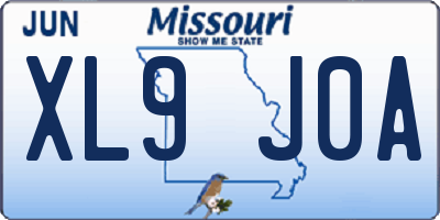 MO license plate XL9J0A