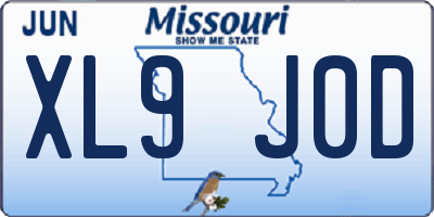 MO license plate XL9J0D