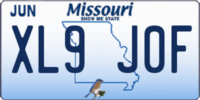 MO license plate XL9J0F
