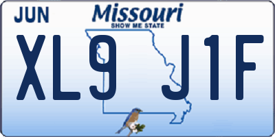 MO license plate XL9J1F