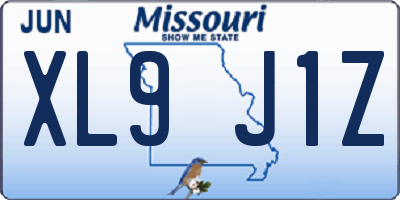 MO license plate XL9J1Z