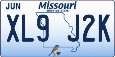MO license plate XL9J2K