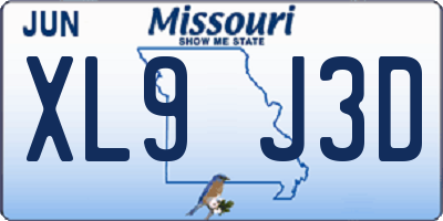 MO license plate XL9J3D