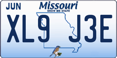 MO license plate XL9J3E