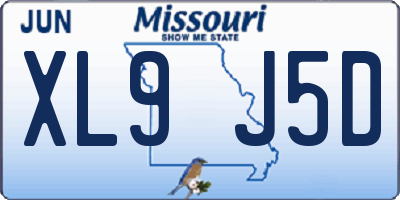 MO license plate XL9J5D