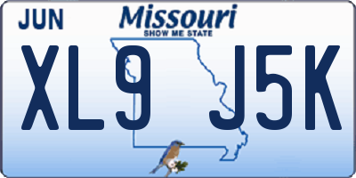 MO license plate XL9J5K