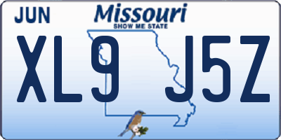 MO license plate XL9J5Z