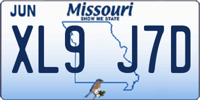 MO license plate XL9J7D