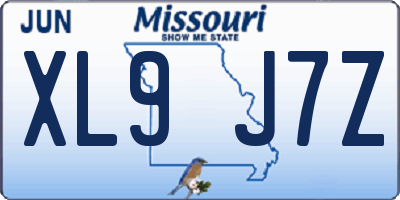 MO license plate XL9J7Z