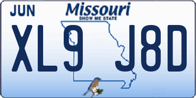 MO license plate XL9J8D