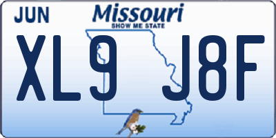 MO license plate XL9J8F