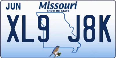 MO license plate XL9J8K