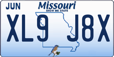 MO license plate XL9J8X