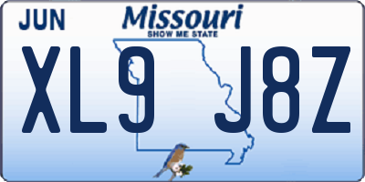 MO license plate XL9J8Z