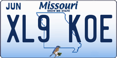 MO license plate XL9K0E
