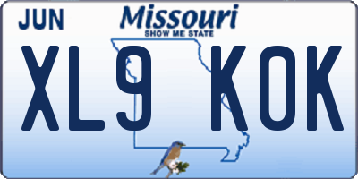 MO license plate XL9K0K