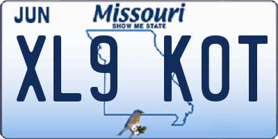 MO license plate XL9K0T