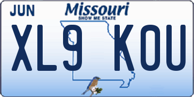 MO license plate XL9K0U