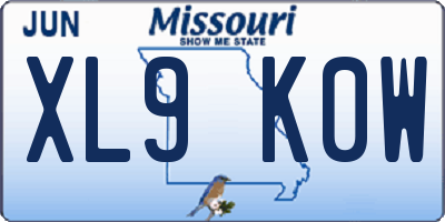 MO license plate XL9K0W
