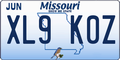 MO license plate XL9K0Z