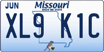 MO license plate XL9K1C