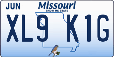 MO license plate XL9K1G