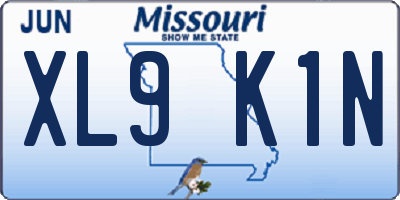 MO license plate XL9K1N