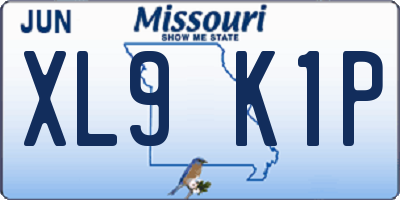 MO license plate XL9K1P