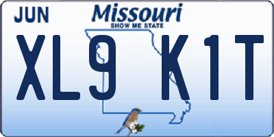 MO license plate XL9K1T