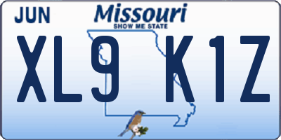MO license plate XL9K1Z