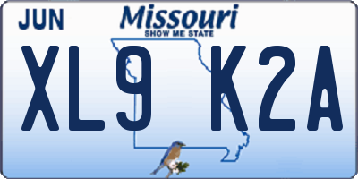 MO license plate XL9K2A
