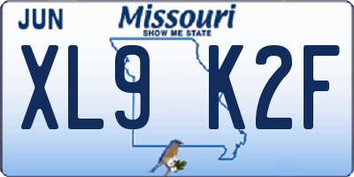 MO license plate XL9K2F