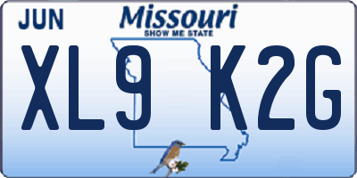 MO license plate XL9K2G