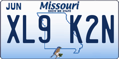 MO license plate XL9K2N