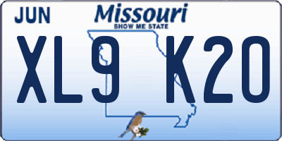 MO license plate XL9K2O