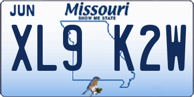 MO license plate XL9K2W