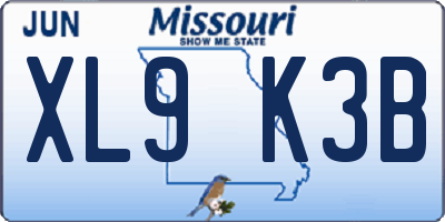 MO license plate XL9K3B