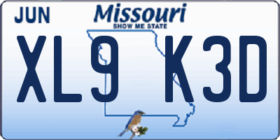 MO license plate XL9K3D